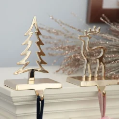 Hollow Rose Gold Reindeer Christmas Stocking Hanger Stocking Hangers|