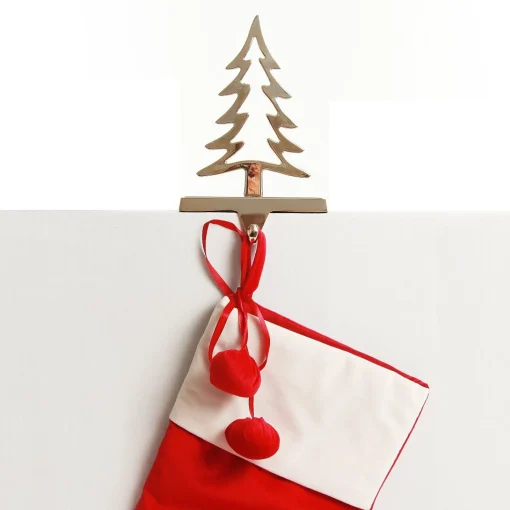 Hollow Rose Gold Tree Christmas Stocking Hanger Stocking Hangers|