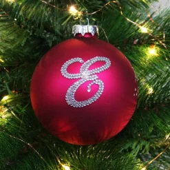 Hot Pink Bling Monogram Christmas Bauble Personalised Baubles|