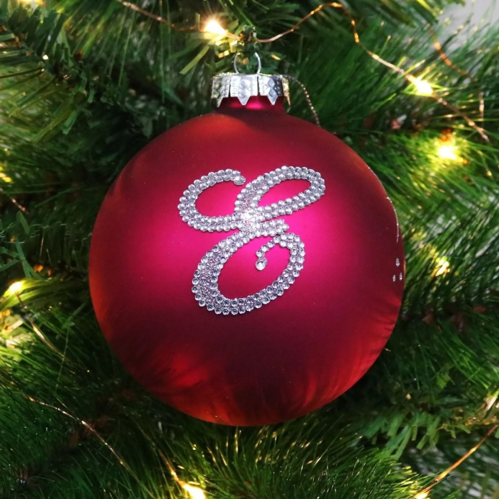 Hot Pink Bling Monogram Christmas Bauble Personalised Baubles|