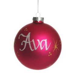 Hot Pink Glass Personalised Christmas Bauble Personalised Baubles|