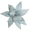 Ice Blue Glitter Poinsettia Flower Clip Christmas Flowers|