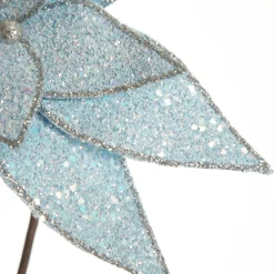 Ice Blue Glitter Poinsettia Flower Clip Christmas Flowers|