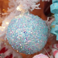 Iridescent Baby Blue Sequin Christmas Ball Decorative Christmas Baubles|
