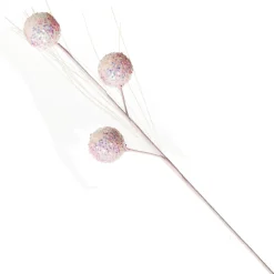 Iridescent Baby Pink Sequin Christmas Ball Trio Pick Christmas Tree Picks|