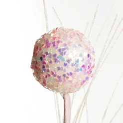Iridescent Baby Pink Sequin Christmas Ball Trio Pick Christmas Tree Picks|