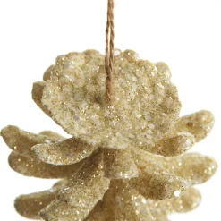 Ivory Glitter Faux Hanging Pinecone Pinecones And Acorns|