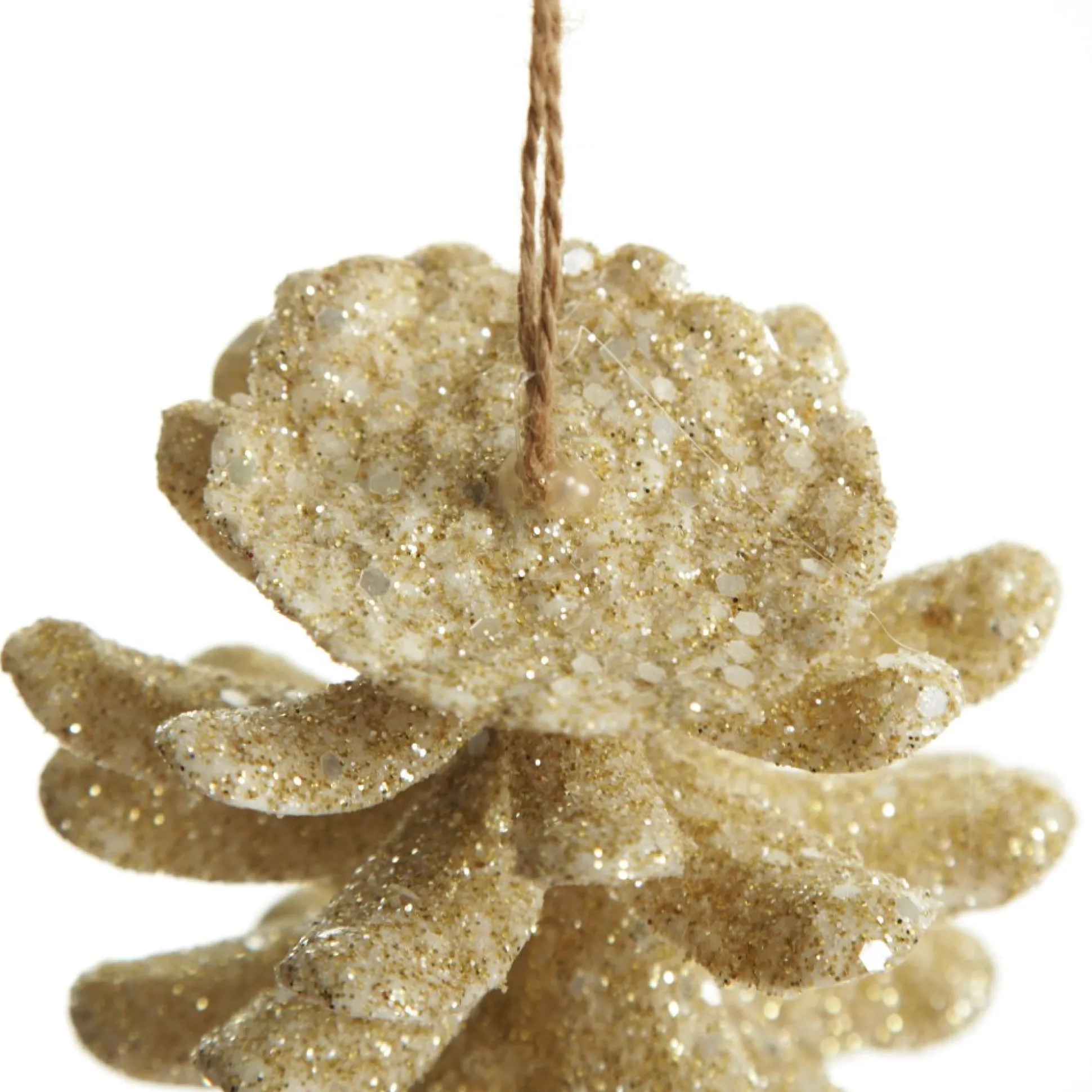 Ivory Glitter Faux Hanging Pinecone Pinecones And Acorns|
