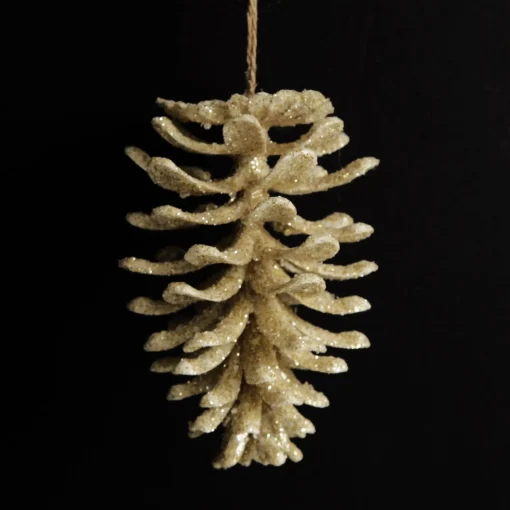 Ivory Glitter Faux Hanging Pinecone Pinecones And Acorns|