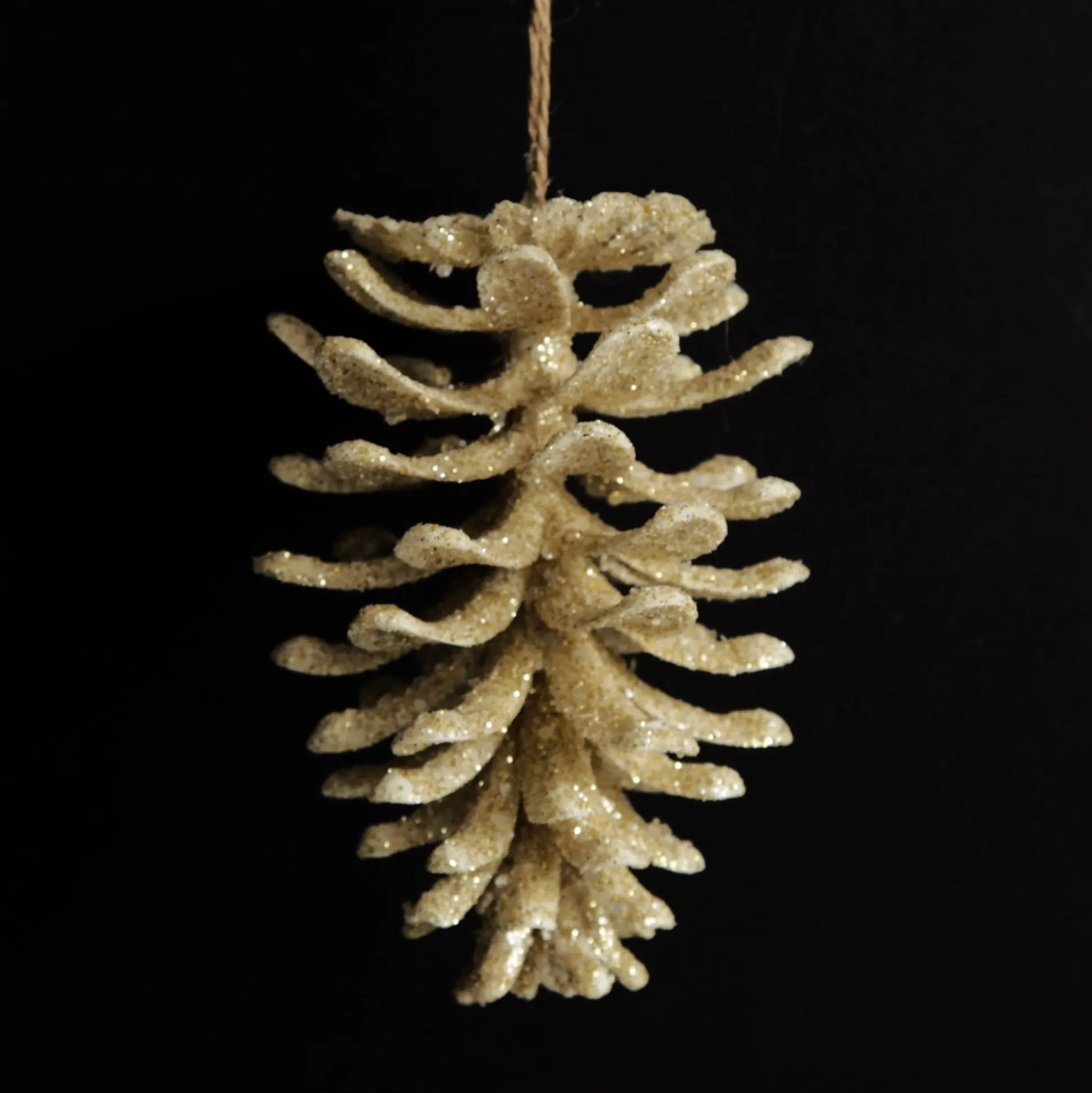 Ivory Glitter Faux Hanging Pinecone Pinecones And Acorns|