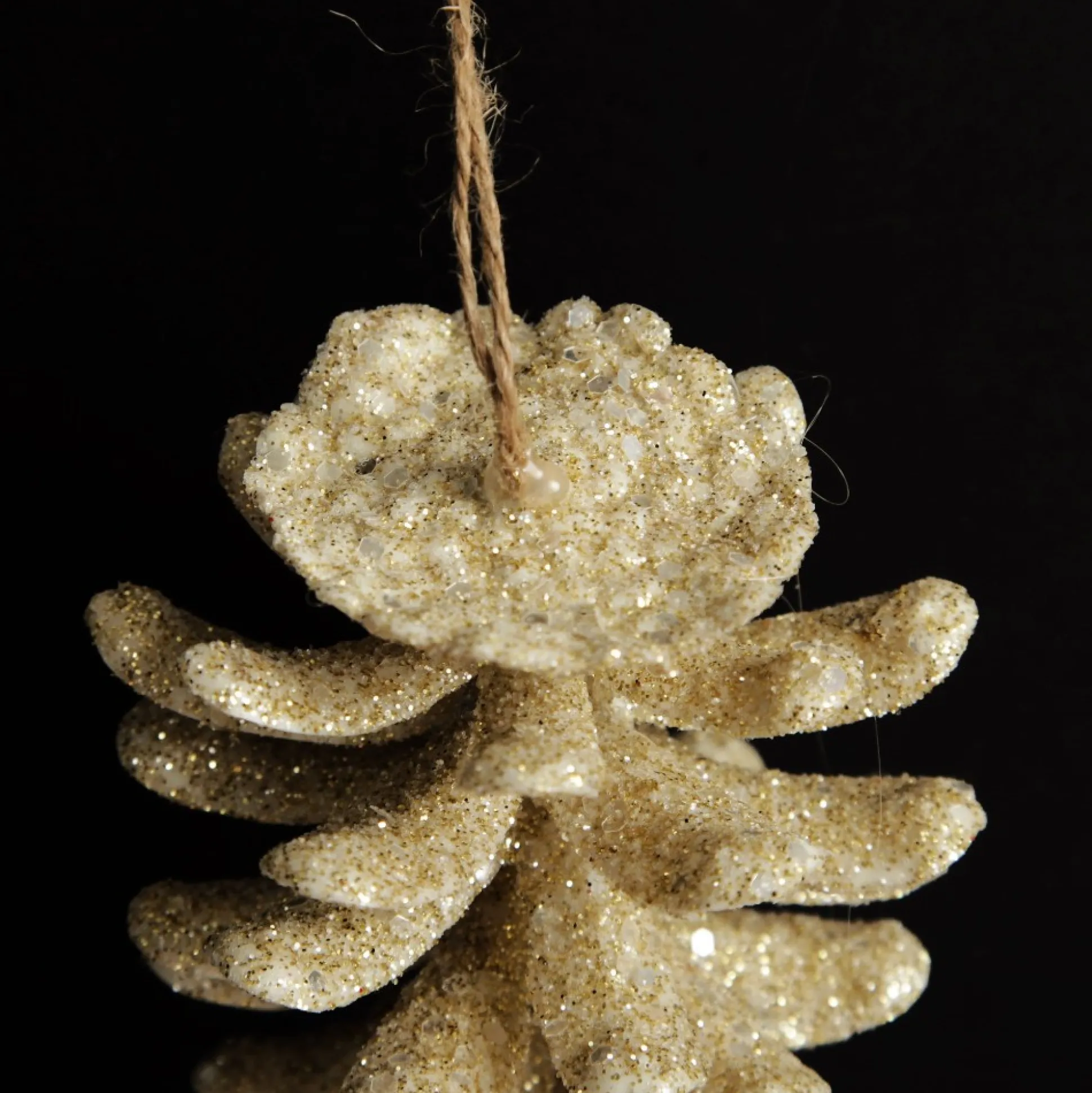 Ivory Glitter Faux Hanging Pinecone Pinecones And Acorns|