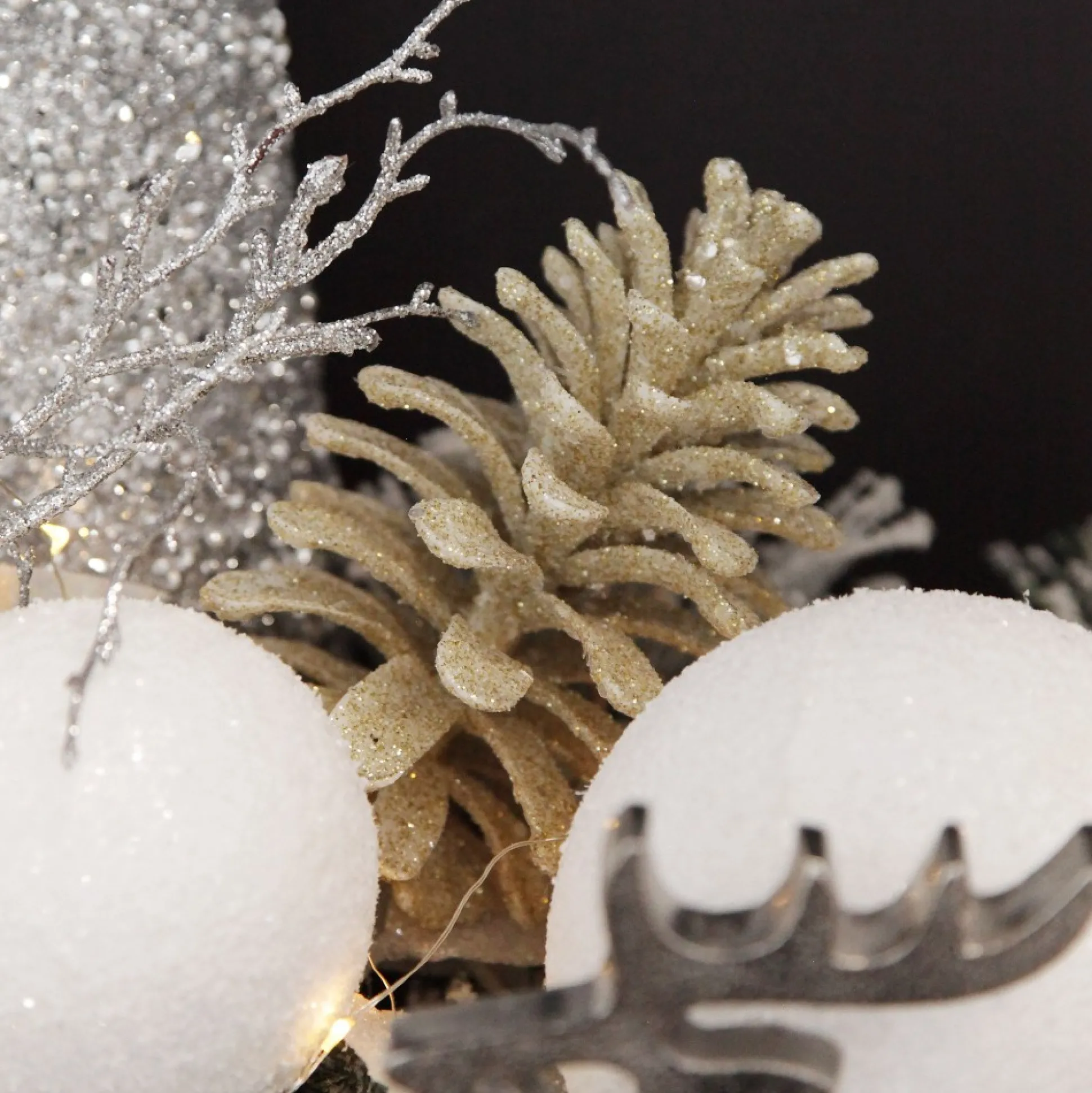 Ivory Glitter Faux Hanging Pinecone Pinecones And Acorns|