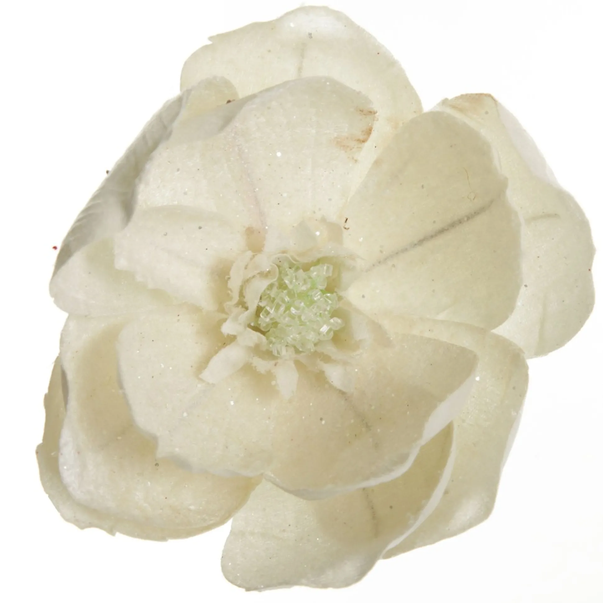 Ivory Glitter Sprinkled Magnolia Flower Clip Christmas Flowers|