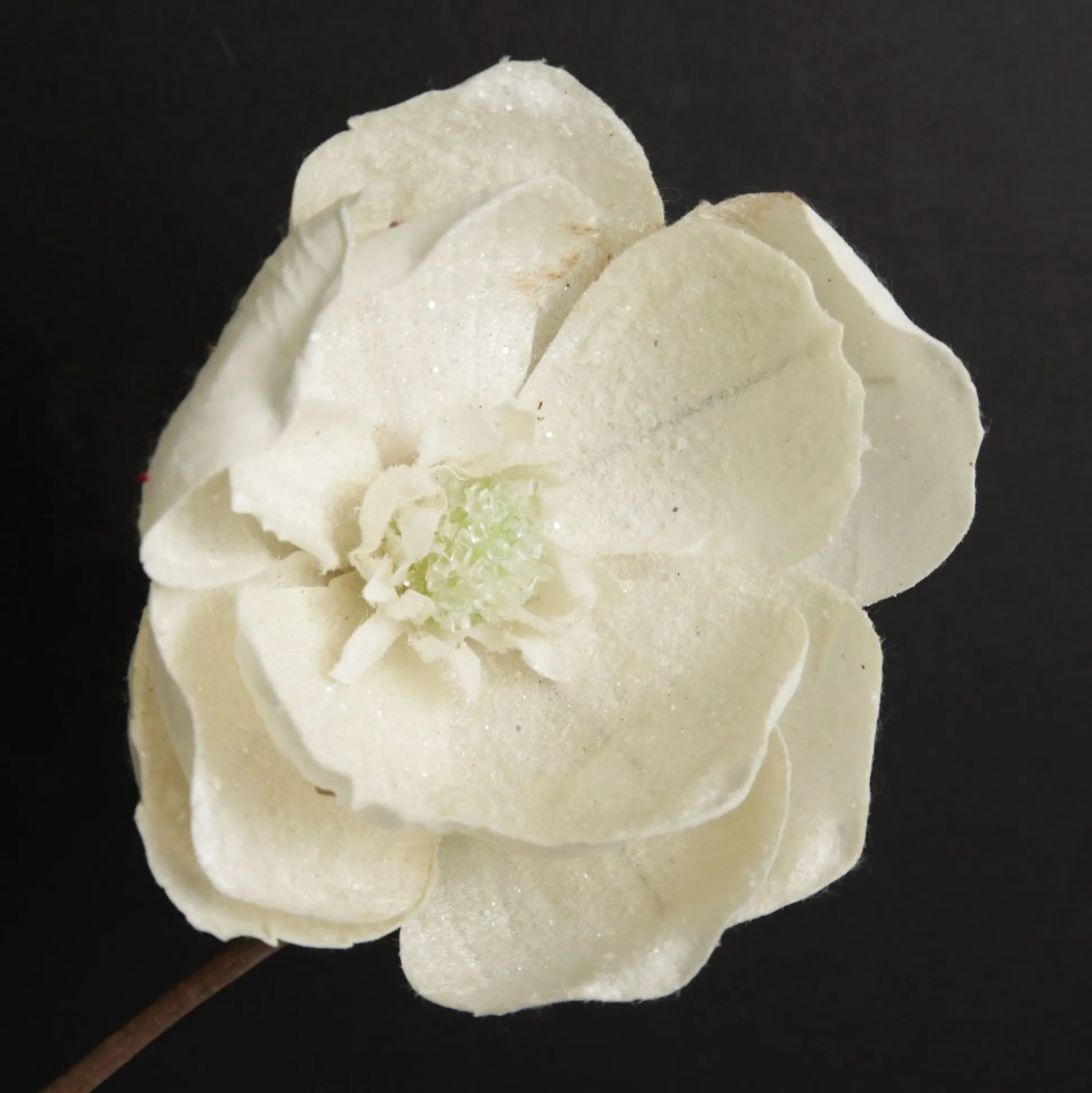 Ivory Glitter Sprinkled Magnolia Flower Clip Christmas Flowers|