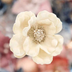 Ivory Velvet Magnolia Flower Clip Christmas Flowers|