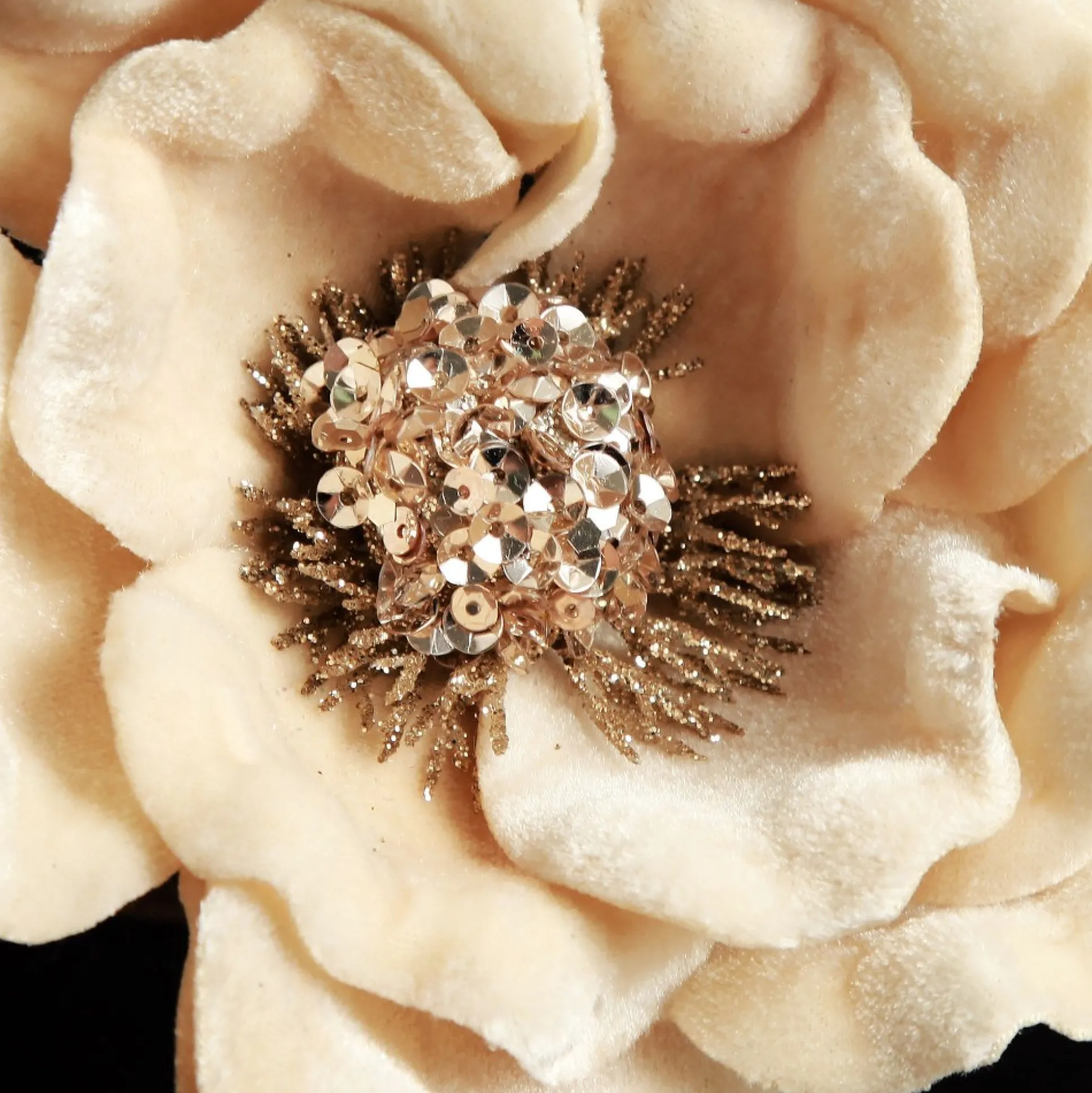 Ivory Velvet Magnolia Flower Clip Christmas Flowers|