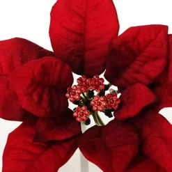 Jewelled Red Poinsettia Flower Pick - Medium Christmas Flowers|