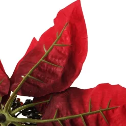 Jewelled Red Poinsettia Flower Pick - Medium Christmas Flowers|
