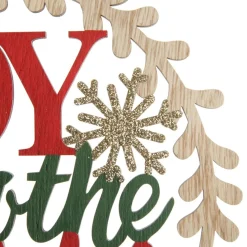 Joy to the World Wooden Circle Wreath Plaque Wall Hangings And Signs|