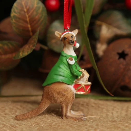 Kangaroo Australiana Christmas Tree Decoration - Green Jacket Australian Tree Decorations|