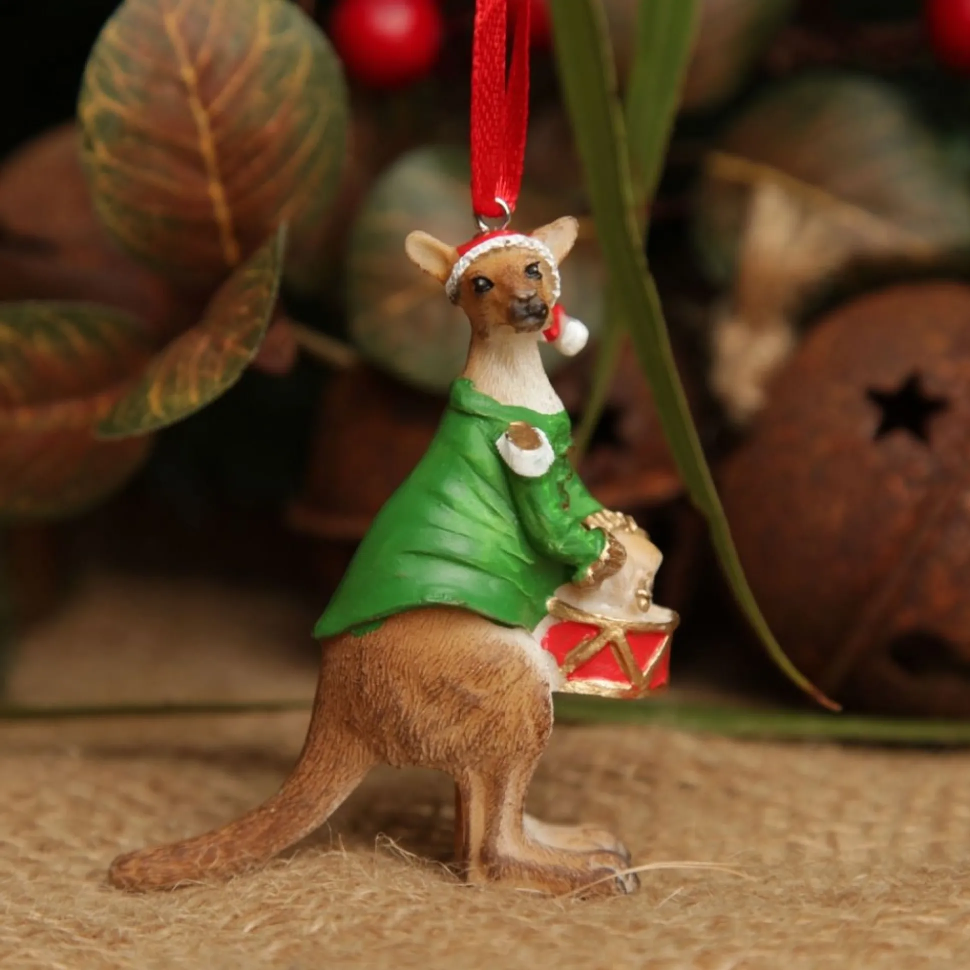 Kangaroo Australiana Christmas Tree Decoration - Green Jacket Australian Tree Decorations|