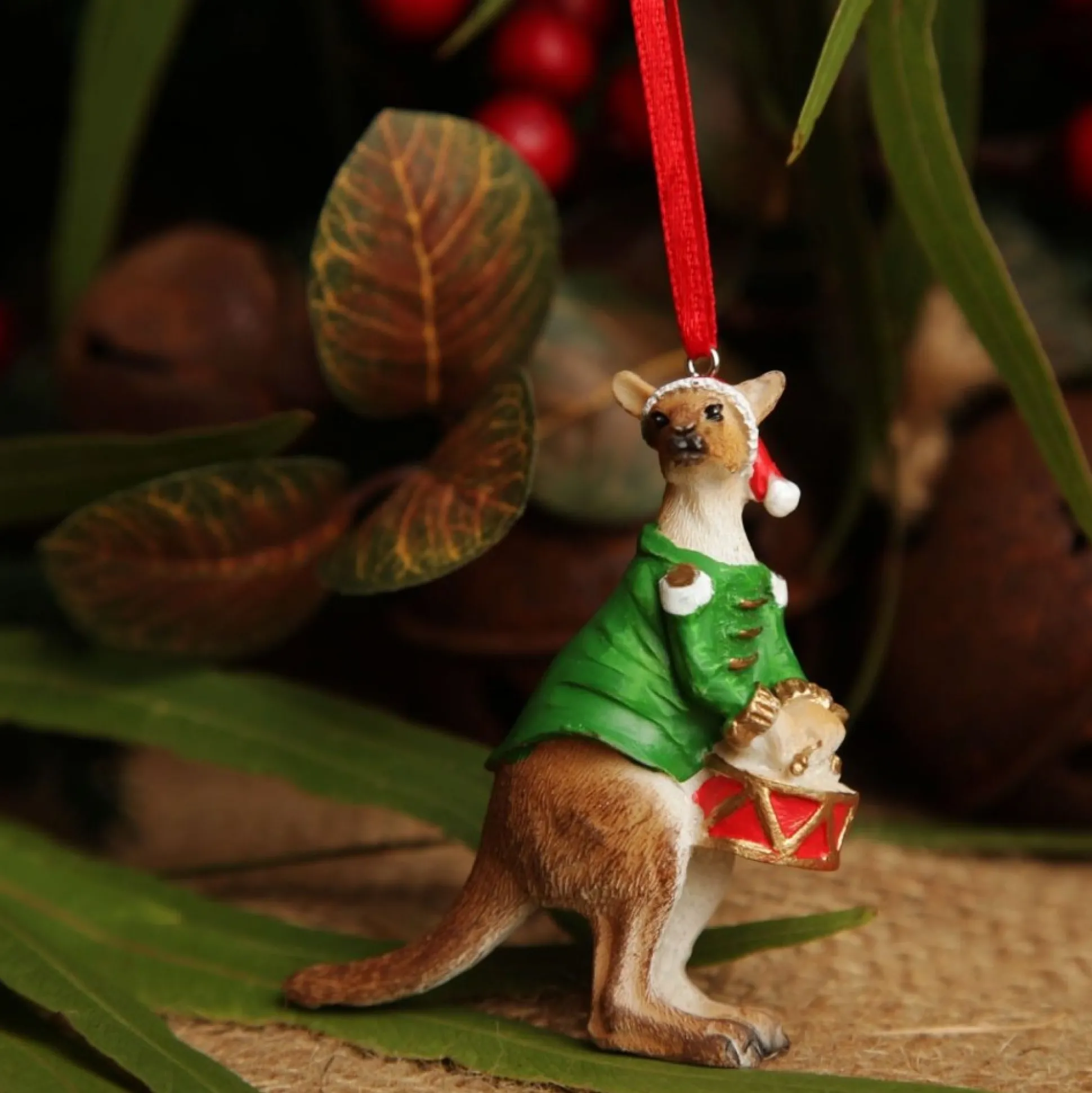 Kangaroo Australiana Christmas Tree Decoration - Green Jacket Australian Tree Decorations|