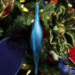 Large Blue Christmas Long Drop Decoration - Set of 3 Finials And Drops|