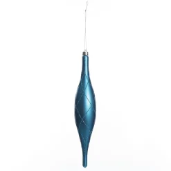 Large Blue Christmas Long Drop Decoration - Set of 3 Finials And Drops|