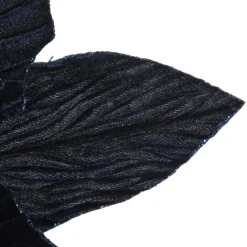 Large Blue Poinsettia Flower Stem with Glitter Trim Christmas Flowers|