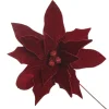 Large Burgundy Poinsettia Flower Stem with Glitter Trim Christmas Flowers|