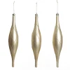 Large Champagne Christmas Long Drop Decoration - Set of 3 Finials And Drops|