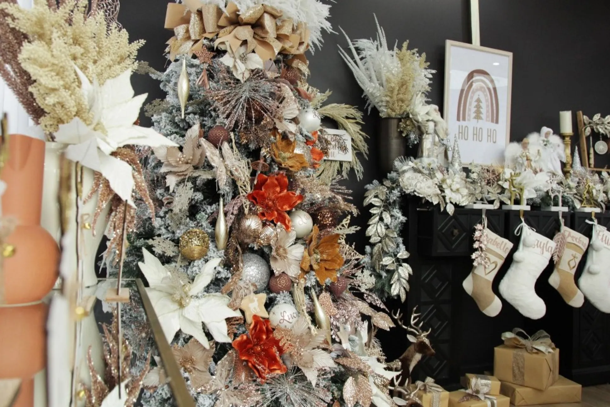 Large Champagne Christmas Long Drop Decoration - Set of 3 Finials And Drops|