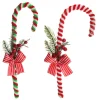 Large Chenille Stick Christmas Candy Cane with Pine and Berries - Set of 2 Christmas Tree Decorations|