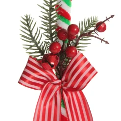 Large Chenille Stick Christmas Candy Cane with Pine and Berries - Set of 2 Christmas Tree Decorations|