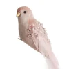 Large Elegant Pink Velvet Bird with Sequins and Feather Tail Butterflies And Birds|