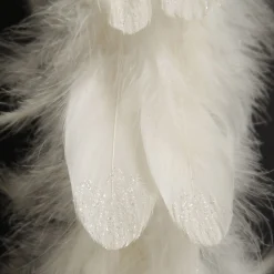 Large Elegant White Bird with Sequins and Feather Tail Butterflies And Birds|