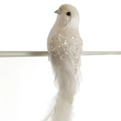 Large Elegant White Bird with Sequins and Feather Tail Butterflies And Birds|