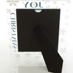 Large Glass Christmas Photo Frame - Gold Snowflakes Joy Photo Gifts|