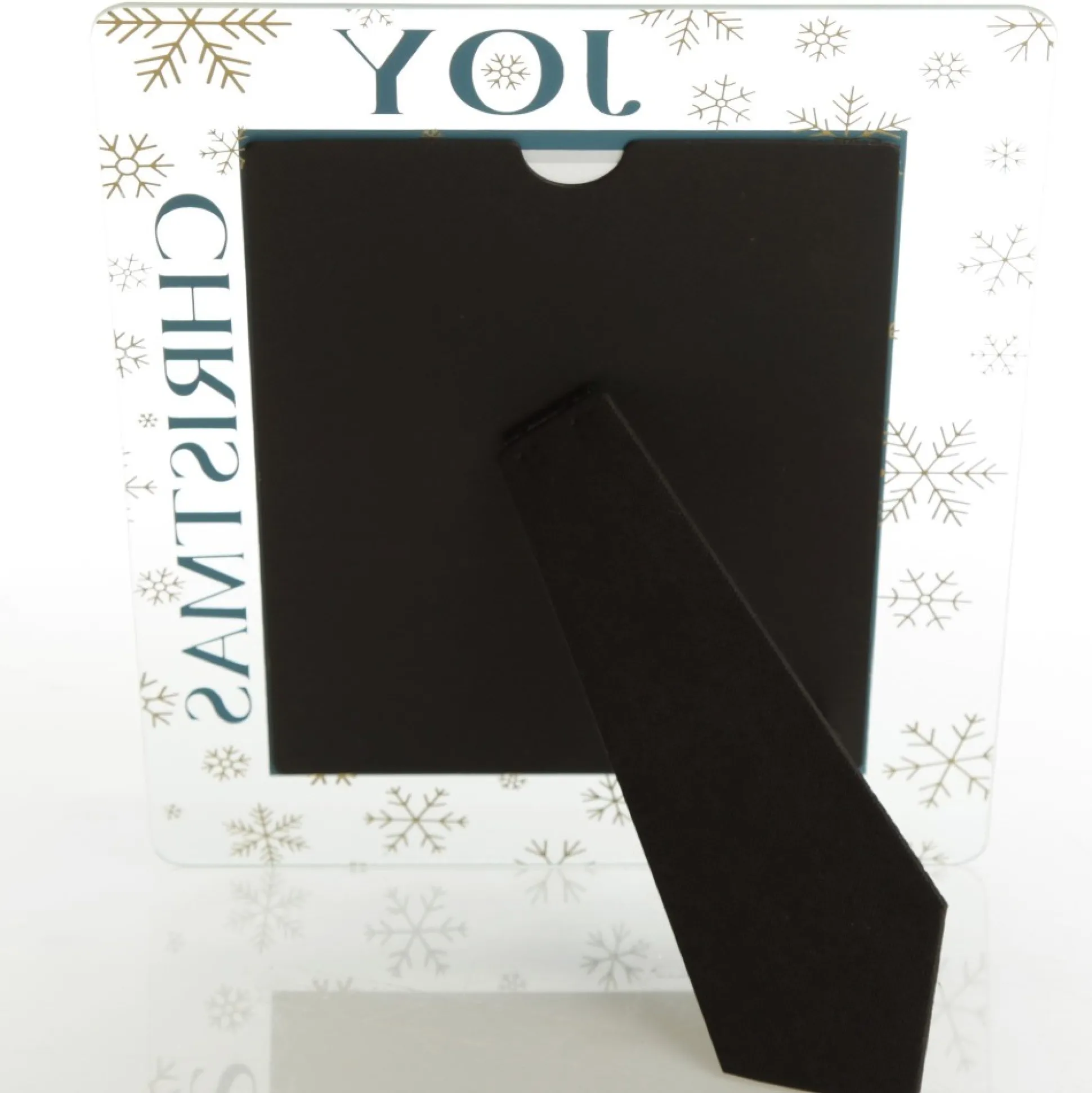 Large Glass Christmas Photo Frame - Gold Snowflakes Joy Photo Gifts|