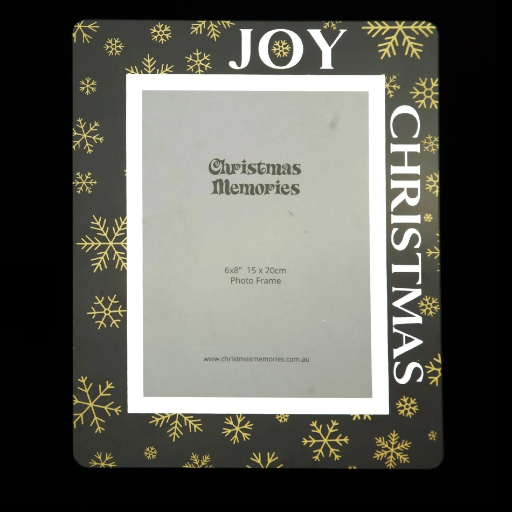 Large Glass Christmas Photo Frame - Gold Snowflakes Joy Photo Gifts|