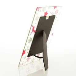 Large Glass Christmas Photo Frame - Red and Gold Snowflakes Photo Gifts|