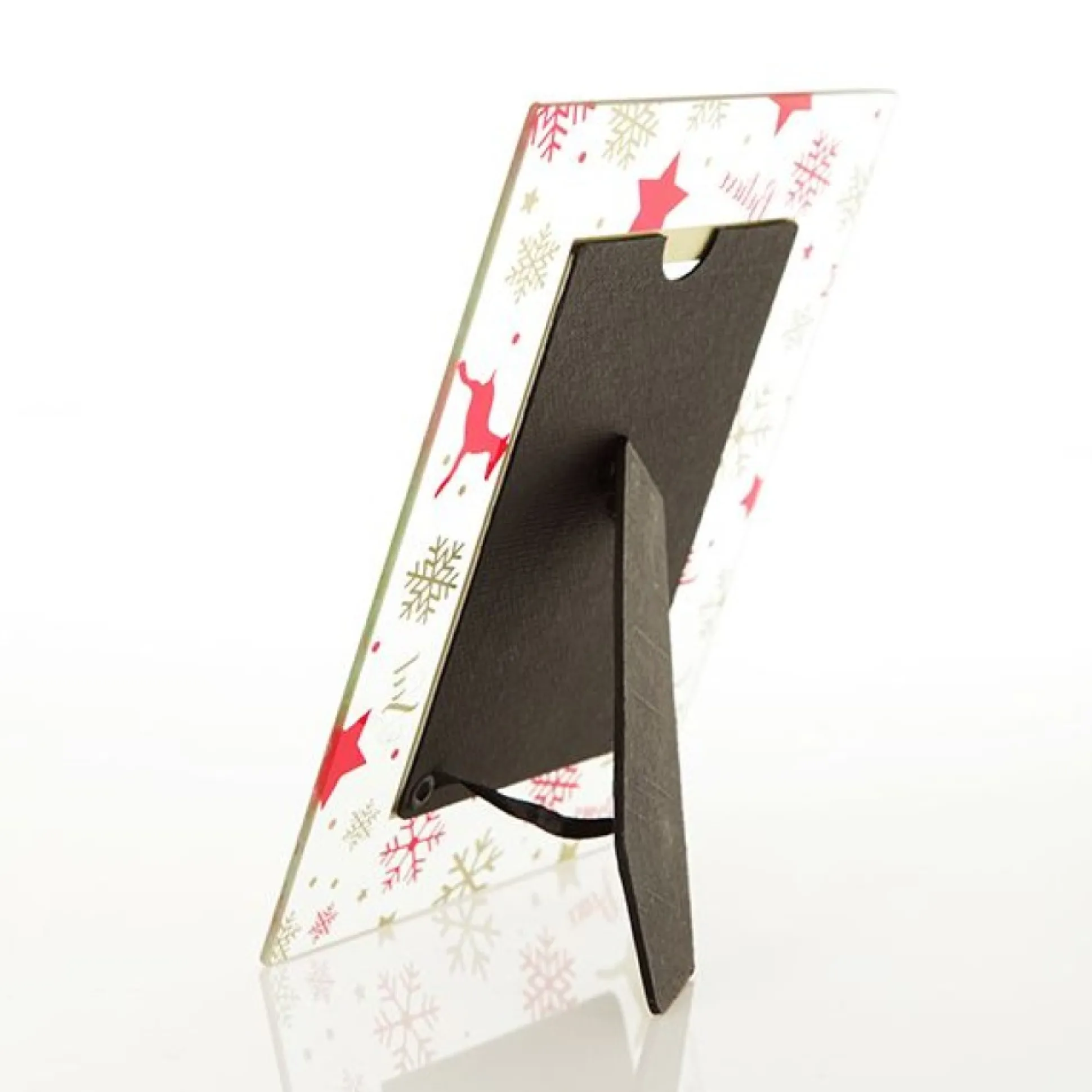 Large Glass Christmas Photo Frame - Red and Gold Snowflakes Photo Gifts|