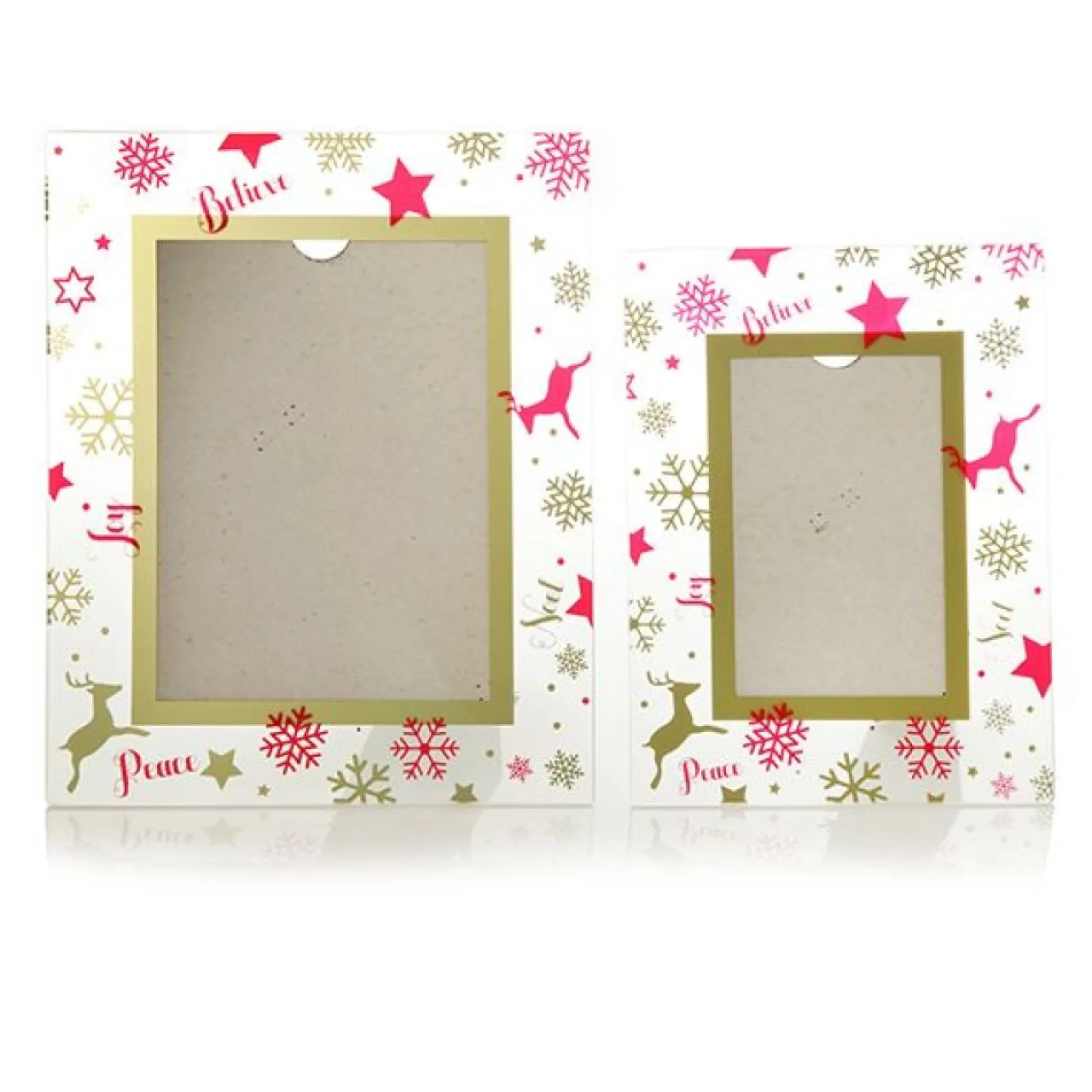 Large Glass Christmas Photo Frame - Red and Gold Snowflakes Photo Gifts|