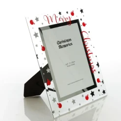 Large Glass Christmas Photo Frame - Stars and Baubles Photo Gifts|