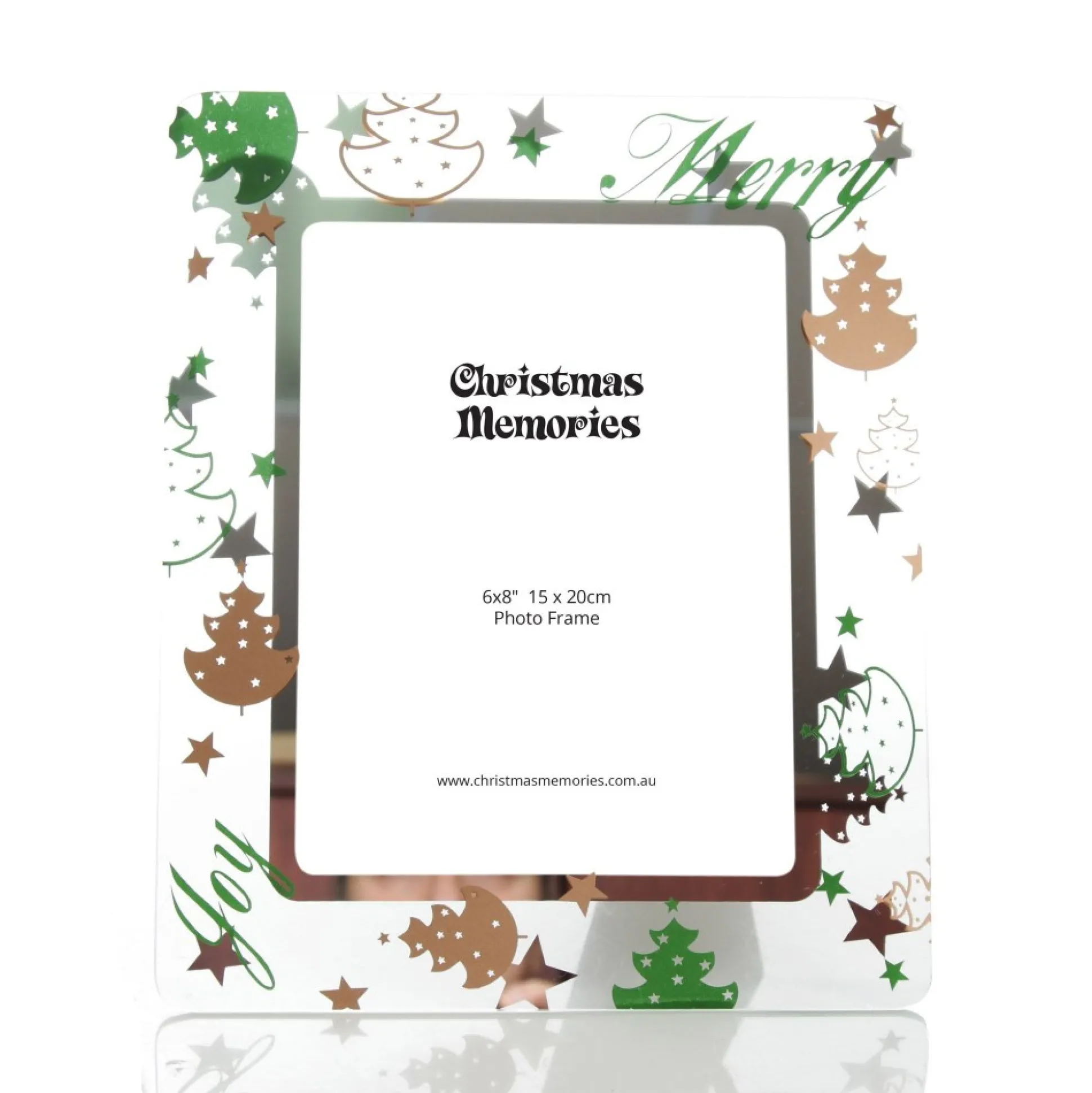 Large Glass Christmas Photo Frame - Gold and Green Trees Photo Gifts|