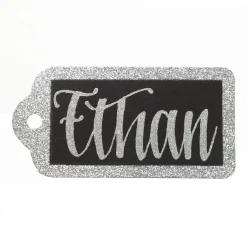 Large Glitter Arched Edge Name Tag Personalised Santa Sacks|