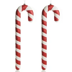 Large Glitter Candy Cane Decorations - Set of 2 Christmas Tree Decorations|
