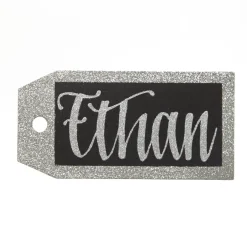 Large Glitter Square Edge Name Tag Personalised Santa Sacks|
