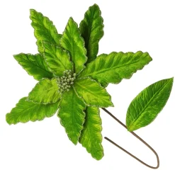 Large Green Poinsettia Flower Pick with Green Glitter Trim Christmas Flowers|
