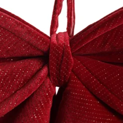 Large Padded Burgundy Velvet Bow Christmas Bells And Bows|
